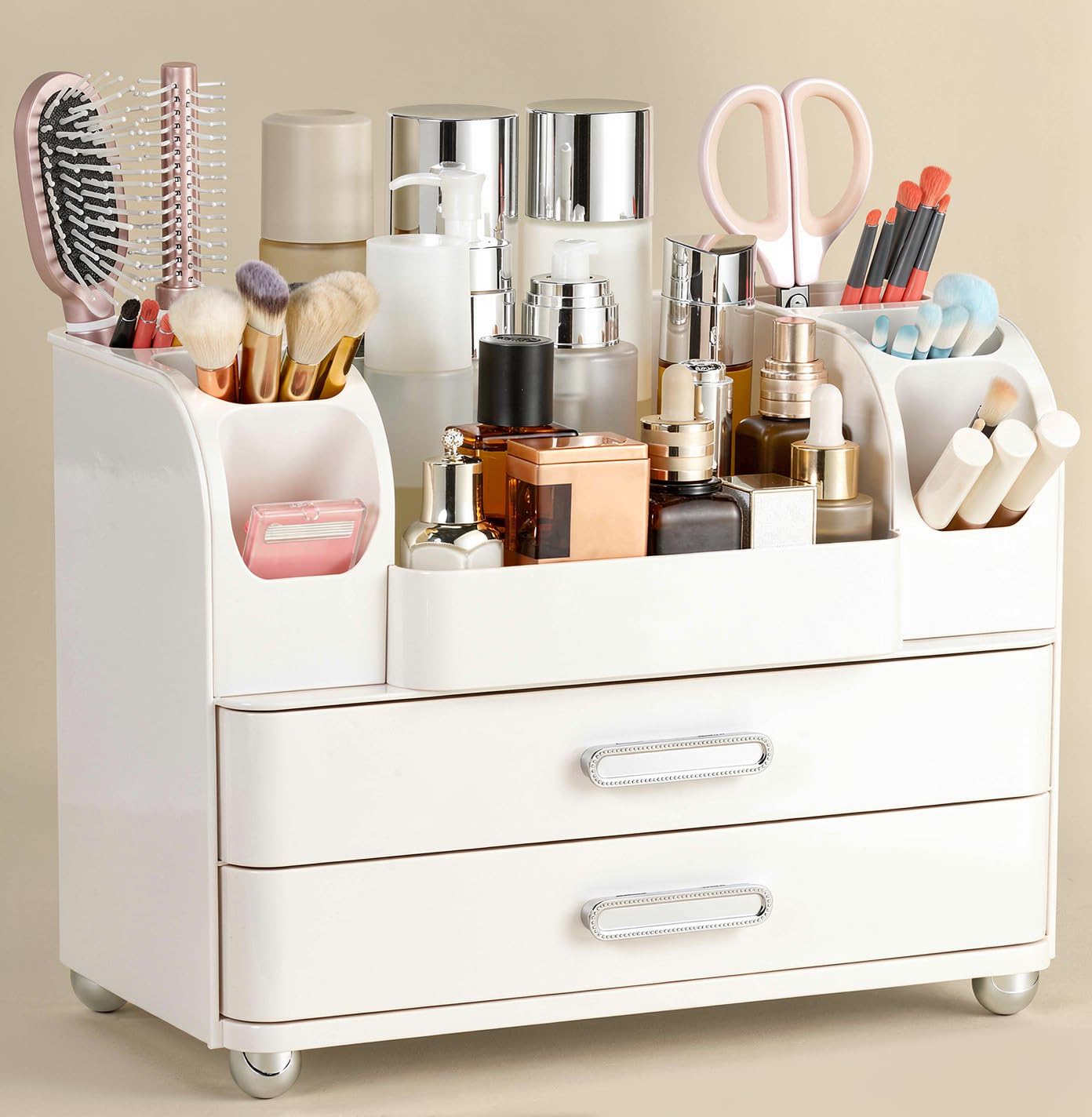 Dozesheep Large Makeup Organizer Countertop with Drawers, Make Up Organizer for Vanity, Makeup Storage Organizer Countertop Makeup Organizers for