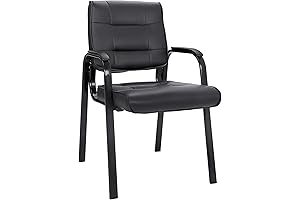 SUPER DEAL Office Chairs with Arms, Guest Chair Bonded Leather for Classic Style