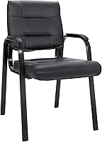 Super Deal Bonded Leather Guest Chair - Ergonomic Office Reception Side Chair with Metal Frame, 300lb Capacity