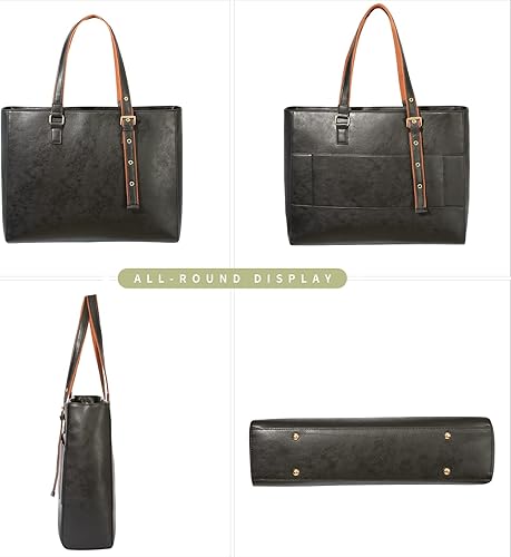 Miniatura 7 de CHIENTUNG Leather Laptop Tote Bag for Women Large Professional Briefcase Work Bag with 4 Compartments Up to 15.6 inch