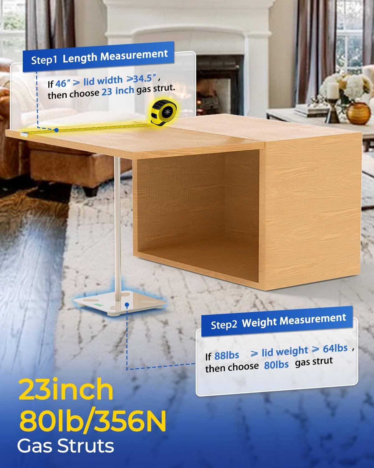 ARANA Gas Struts 23 inch 80lb with Brackets (2 Pack) - Heavy Duty Lift Support for RV Bed Hatch & Storage Box Lid - Hydraulic Spring Shocks for Camper Bed, Cellar Door, Food Truck Window