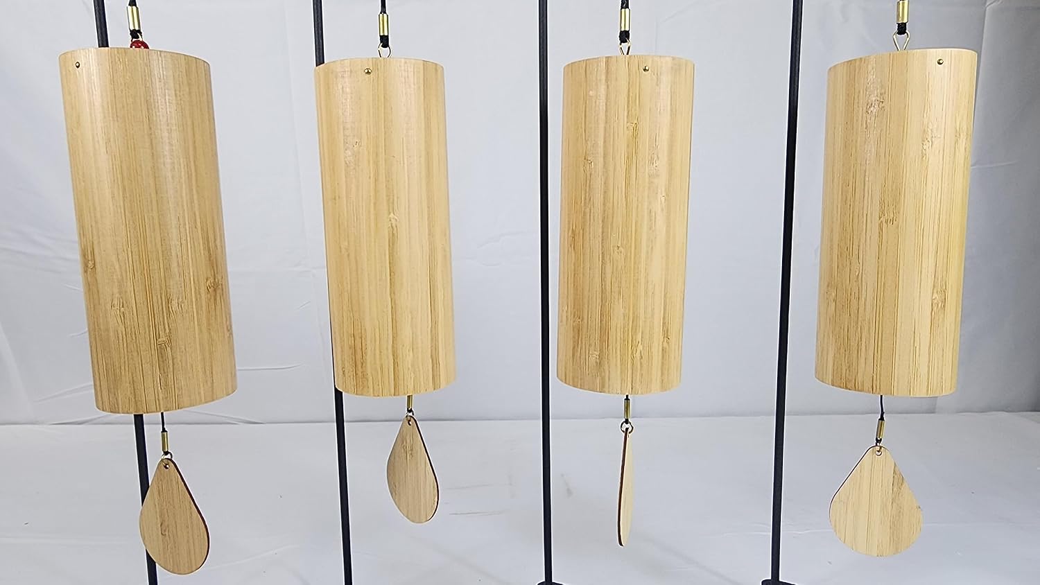 Set of 4 Wooden Chimes Includes All The Elements Fire Water Air and Earth - (Choose Any or All 4) - Metal Stand Included