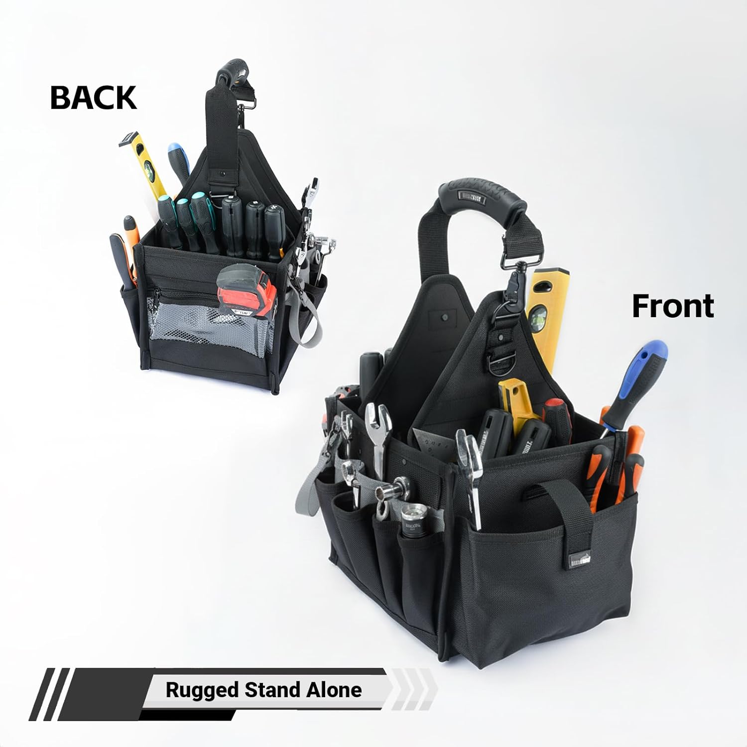 MELOTOUGH Electrical and Maintenance Tool Carrier 24-Pocket Large Electrician Tool Pouch Bag Open Top Tools Tote Bag with ‌Waterproof Base & Dual Carry Handle‌ for Gardeners/Technician