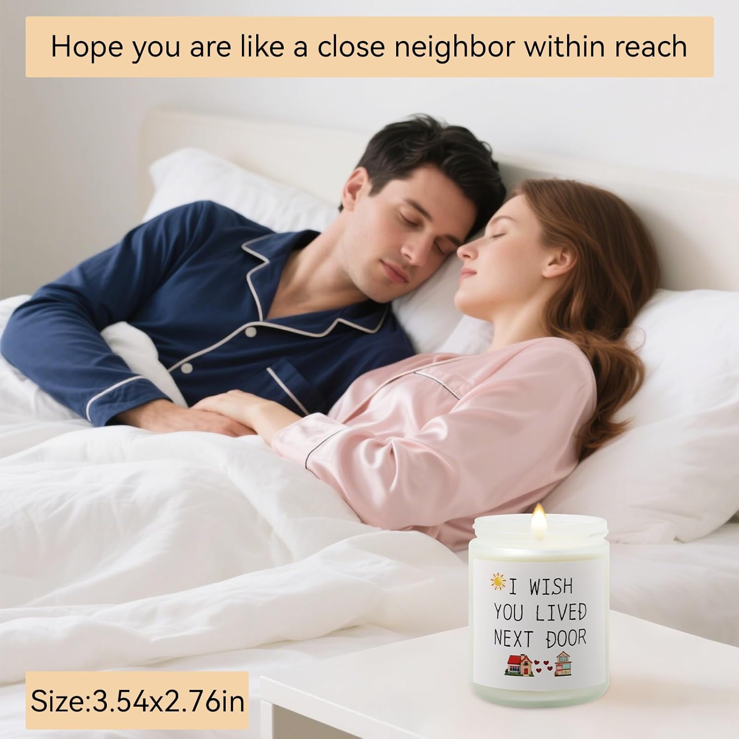Lavender 'Wish You Lived Next Door' Scented Candle – 8oz Soy Wax Jar, 50-Hour Burn – Long-Distance Gift for Couples, Friends & Missing Someone - Image 3