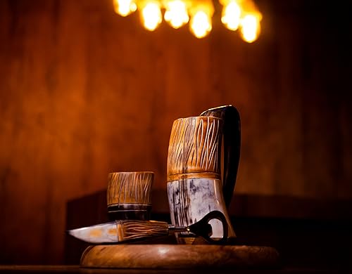 Miniatura 2 de Taza de cuerno vikingo para beber, 16-20 onzas, dados de hueso para abrir botellas, bolsa de regalo, la mejor taza de cuerno de buey hecha a mano