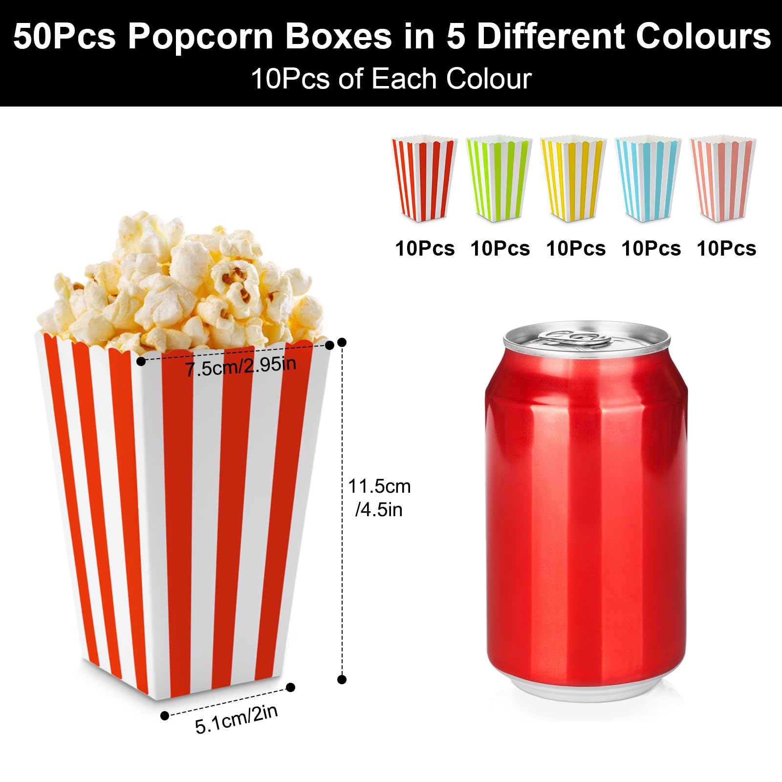 NAMYEUT Set Di 100 Sacchetti Popcorn Per Popcorn Di Colore Rosso E Bianco, Per Snack E Caramelle, Popcorn