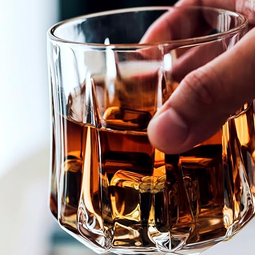 Miniatura 8 de RIS LAN Old Fashioned - Juego de 6 vasos de whisky de cristal de 12 onzas, vasos de whisky de lujo para beber bourbon, whisky escocés, cócteles,