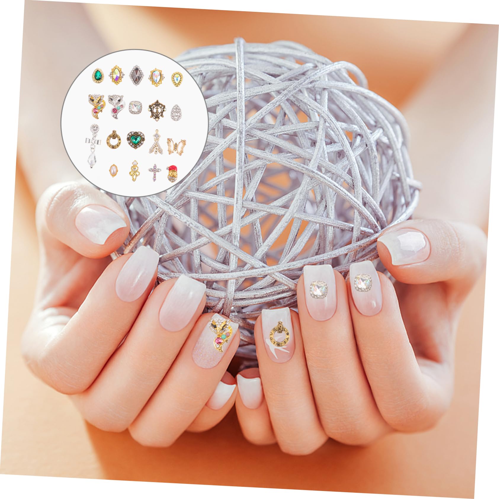 FOMIYES 100 Piezas Taladro De Uñas Joyas y Adornos Para Uñas Decoración Pedrería Joyas De Arte De Uñas Cristales Para Uñas Joyas De Uñas Pegatinas De Uñas Encanto 3d Aleación