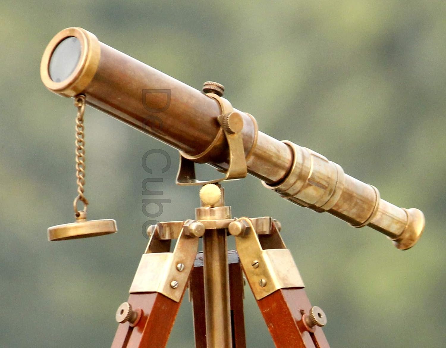 De Cube Vintage Brass Telescope with Best DF Lens and Adjustable Tripod Stand Makes it Perfect for Kids and Beginners, Office Table Home Decor Ascent, Collectible (Antique Patina on Brass)