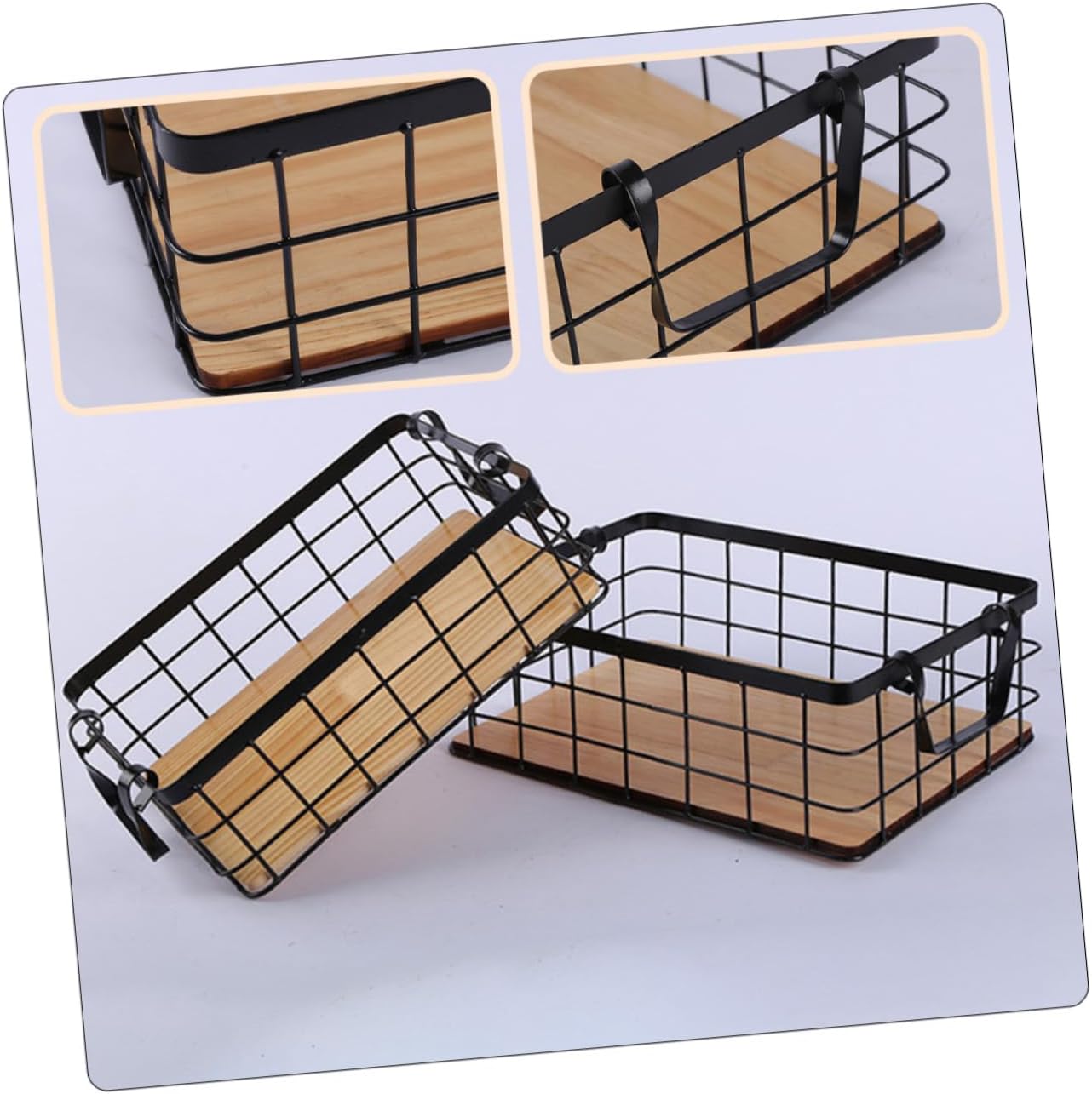 Ciieeo Creative Black Iron Storage Basket with Handle Medium Practical Kitchen Organizer for Fruits Snacks and Household Sundries Wire Frame with Base Stylish Home Storage