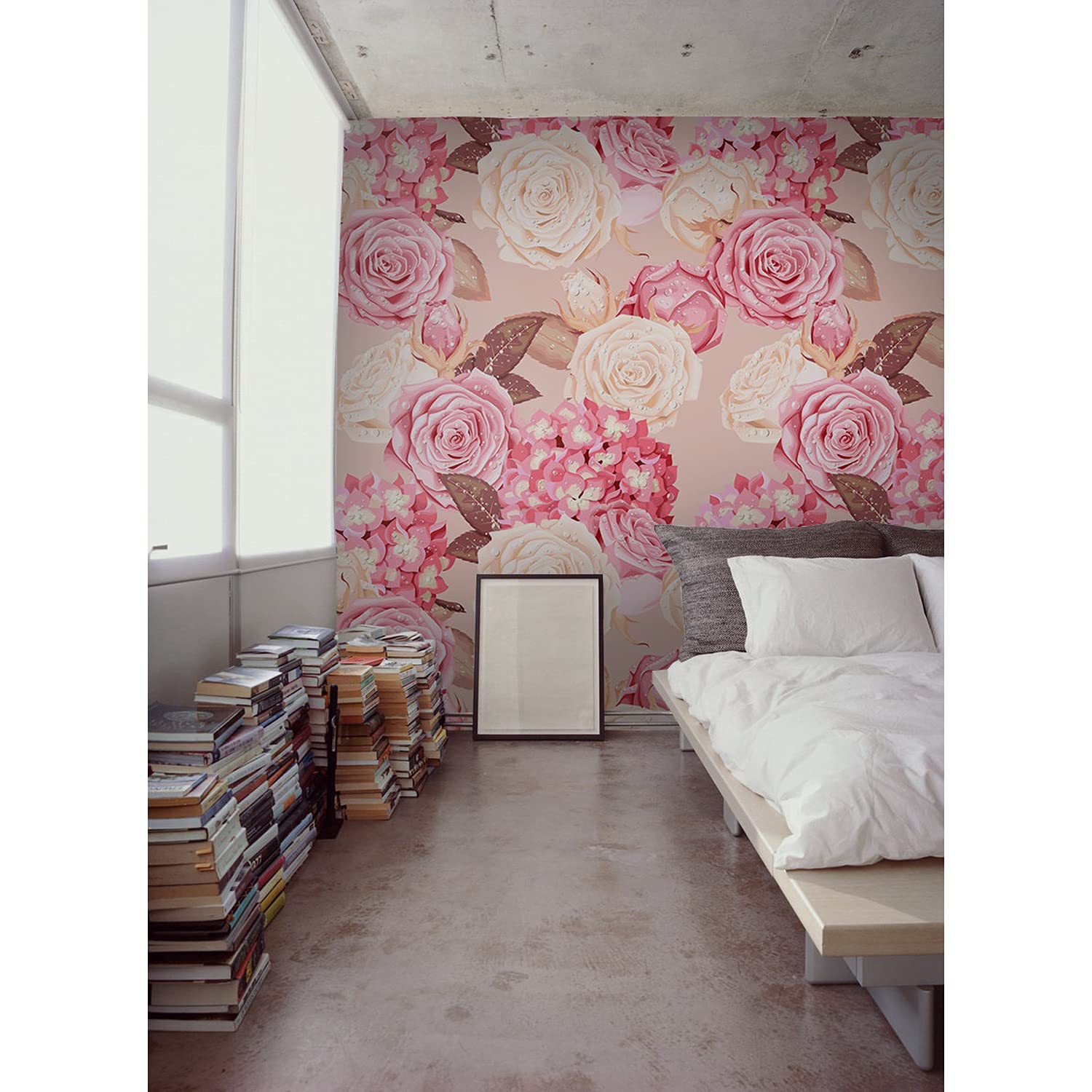 Papier peint adhésif mural hydrangea de roses stickers meubles cuisine salon 104x70