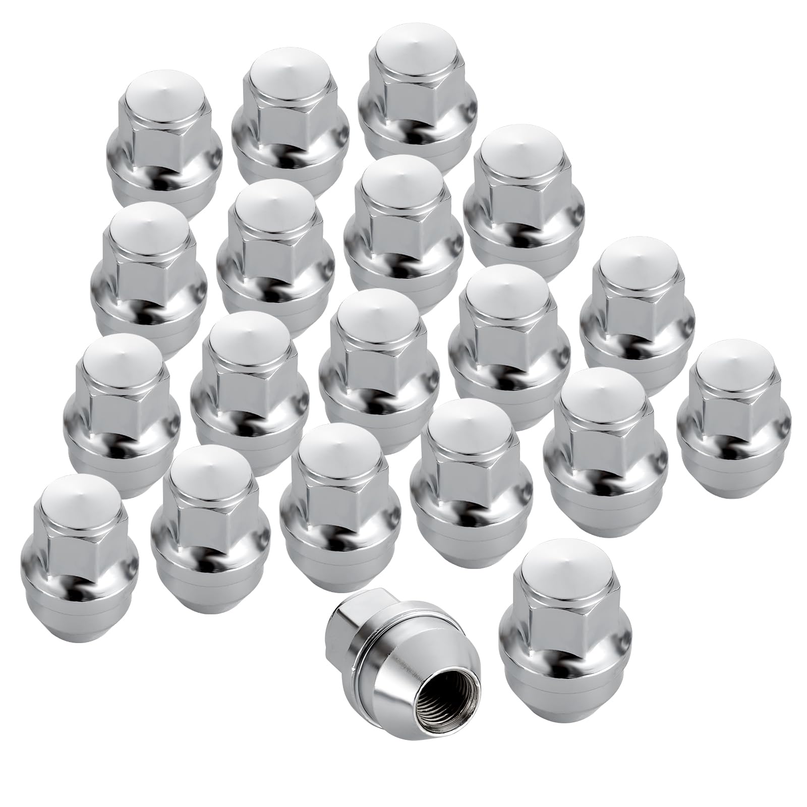 20PCS M14*1.5 Lug Nuts - 13/16" 21mm Hex 36mm Length - Chrome Factory Style Wheel Nut for 2015-2021 Ford Mustang Explorer Edge Fusion/Lincoln MKZ MKX Aviator 611-007 ACPZ-1012-D ACPZ-1012-M