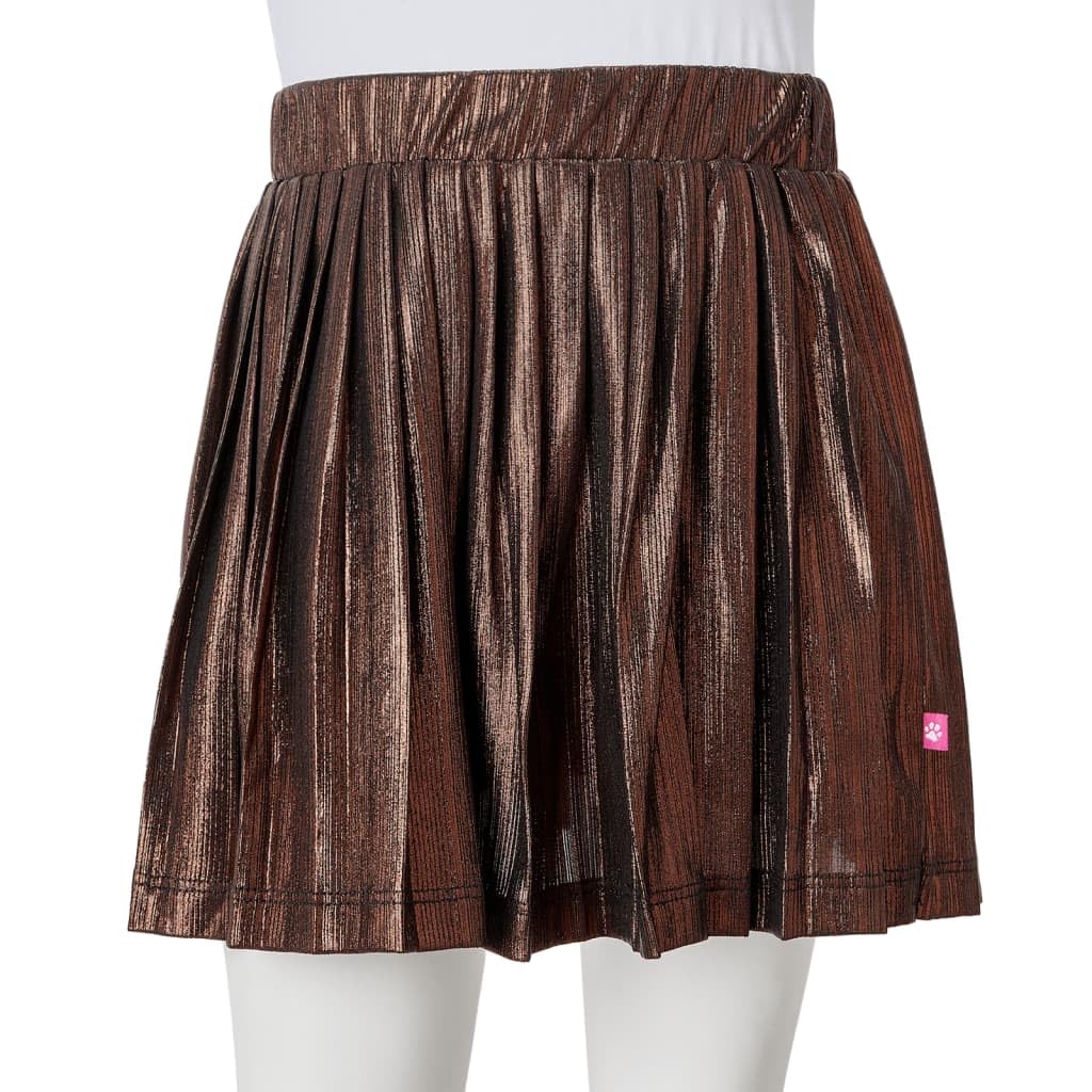 Gonna per bambini con glitter, cognac, dimensione, pieghe, elastico in vita, per ragazze, anni, morbida, traspirante, in poliestere, cotone, abbigliamento quotidiano