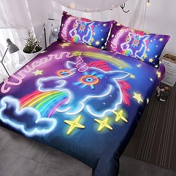 Blessliving Galaxy Unicorn Duvet Cover 3 Piece Cosmic Rainbow