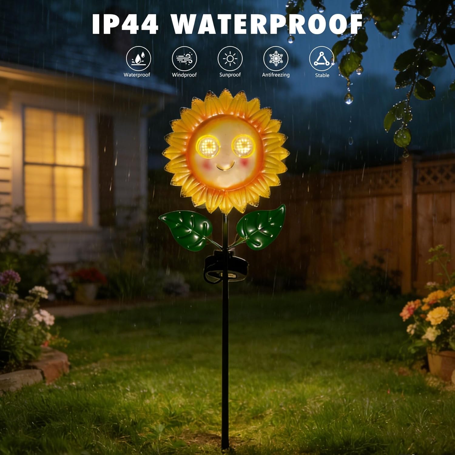esgarden LEDs Dynamic Eyes Solar Stake Lights for Garden Sunflower Garden Gifts Metal Warm White Stakes Lights for Lawn Ornaments, Yard Art, Pathway, Patio Decorations Gift for Mom Dad Grandma