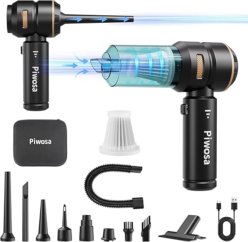 Miniatura 8 de Aspiradora de mano inalámbrica, aspiradora de automóvil con motor sin escobillas, aspiradora de succión fuerte y plumeros de aire comprimido con luz