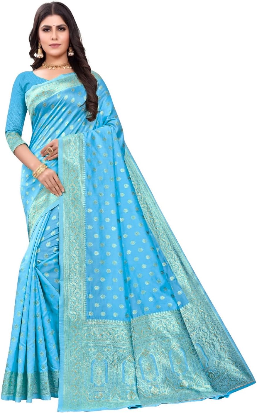 Banarasi Pure Silk Kanjivaram Sari for Women Soft Sari with Blouse Piece for Wedding (Pari124-50)
