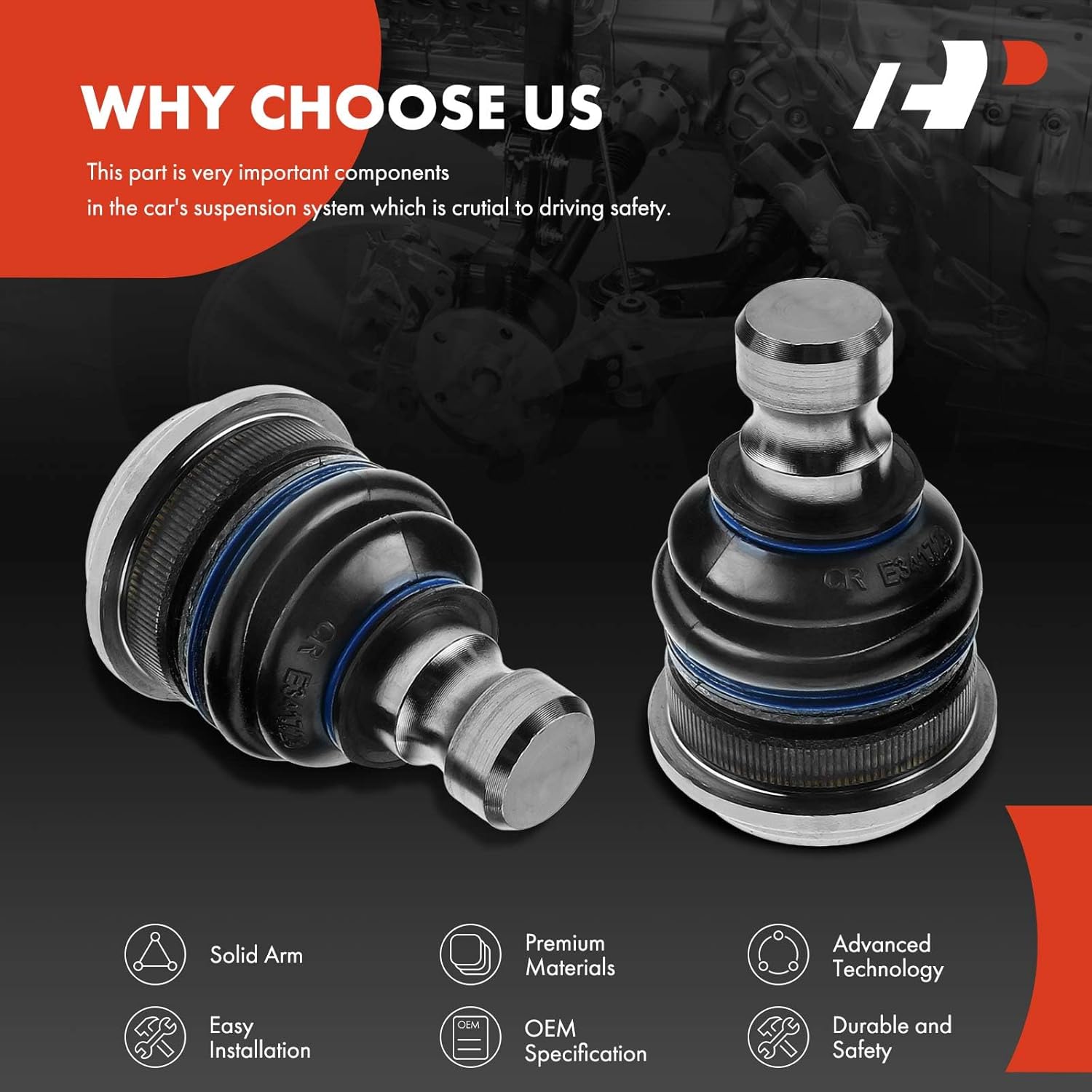 A-Premium 2 x Front Lower Ball Joint Compatible with Chrysler Sebring 2001-2005, Mitsubishi Eclipse 2000-2005, Galant 1999-2003, Dodge Stratus 2001-2005