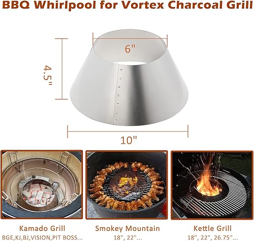 Miniatura 3 de KAMaster Barbacoa Whirlpool para Weber 22, accesorios para parrilla de hervidor de agua con parrilla de carbón de acero inoxidable de 17 pulgadas