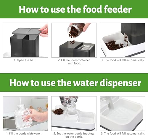 Miniatura 5 de Yummy Sam Comedero automático para mascotas pequeñas y dispensador de agua, 2 en 1 por gravedad para gatos, juego de comedero y bebedero automático