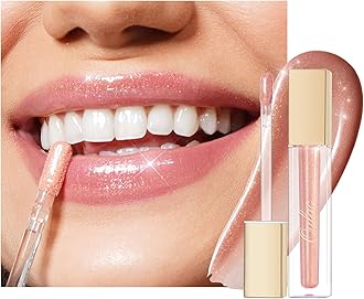 Nude Shimmer Liquid Lipstick High-Shine Glitter Lip Gloss for Women Shimmer Non-Sticky Glossy Finish Liquid Lipstick Hydrating Lip Gloss Fuller-looking Lip Makeup Vegan & Cruelty-Free 12