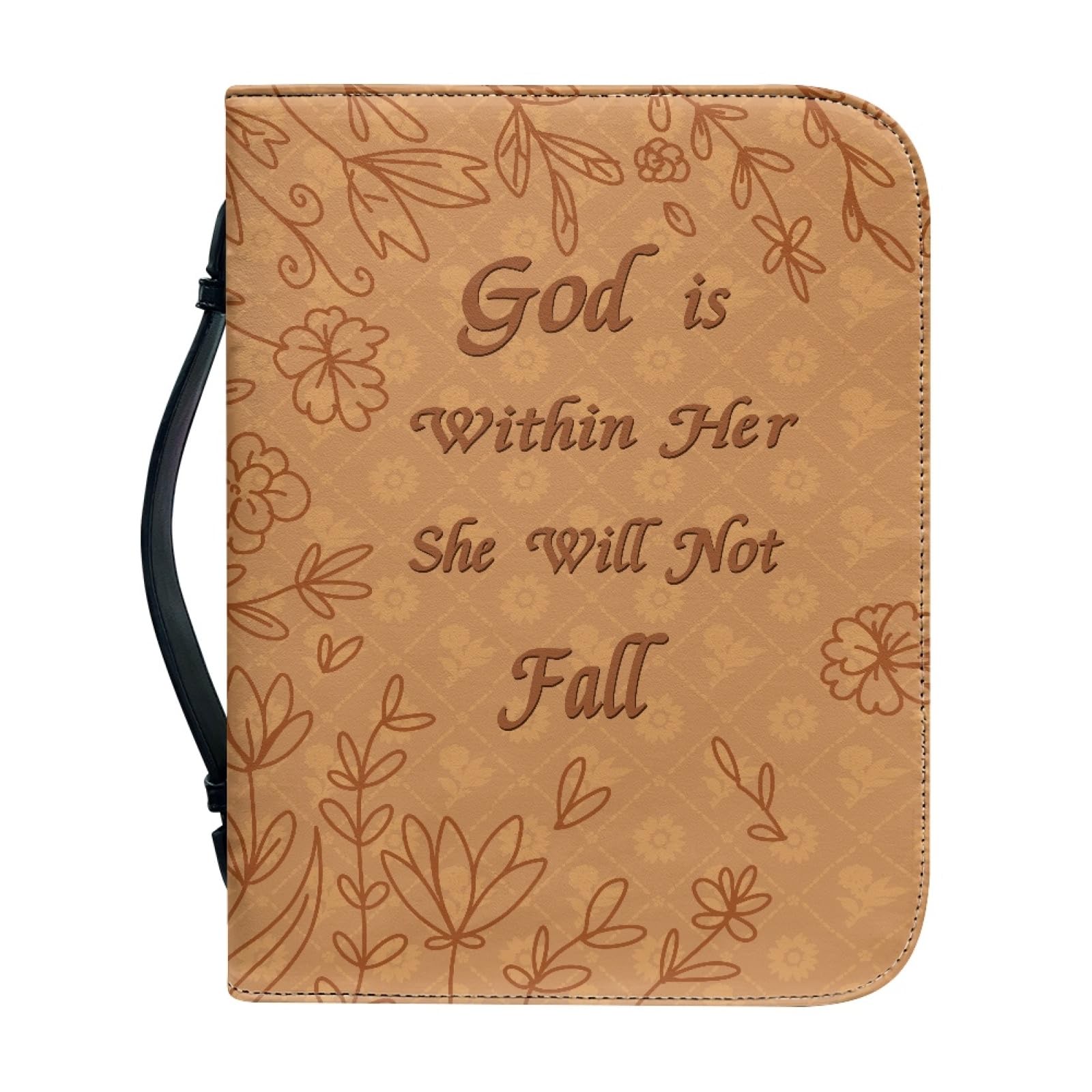 Dajingkj Bible Cover with Zip Large Leather Bible Covers Women's Flowers Bible Bag Women's Bag Bible Book Church Handbags, bible verse with flowers, Large