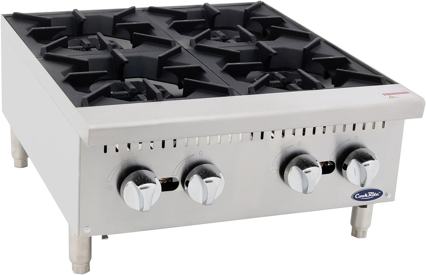 CookRite Four Burner Hot Plate Commercial Countertop Natural Gas Range ATHP-24-4 HD 24"-100000 BTU