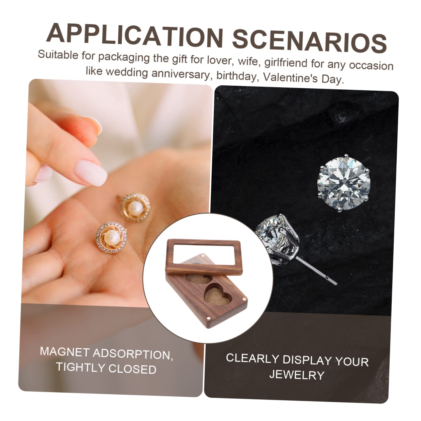 ABOOFAN Caja De 3 Piezas Caja Para Presentación De Joyas Almohada Para Anillo De Boda Cestas De Madera Para Soporte Para Anillos De Boda Para Ceremonia Vitrina De Baratijas