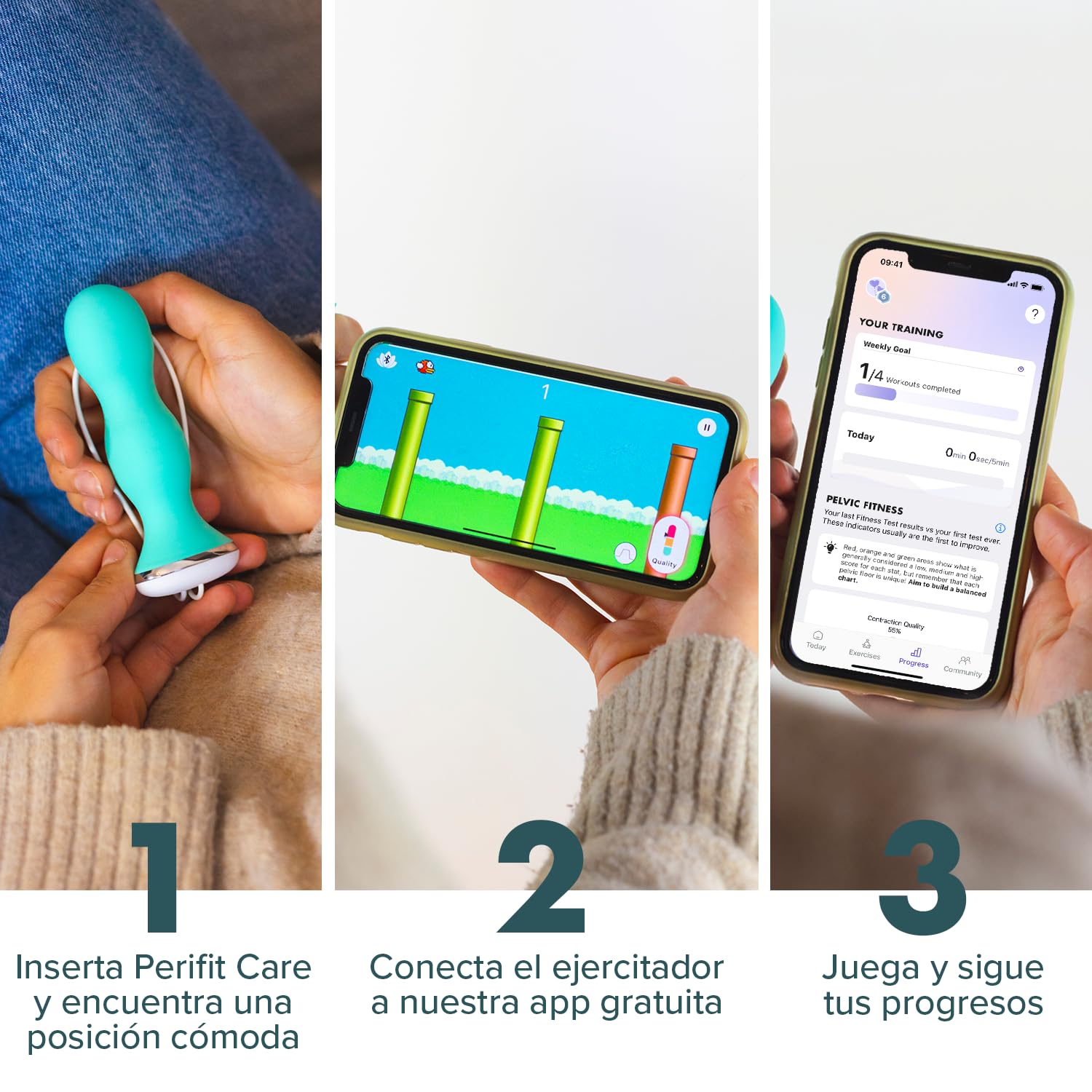 Perifit Care Estimulador y Ejercitador de Suelo Pélvico con App – Sonda Kegel con Biofeedback Médico para Incontinencia Urinaria & Recuperación Postparto – Dispositivo Médico CE