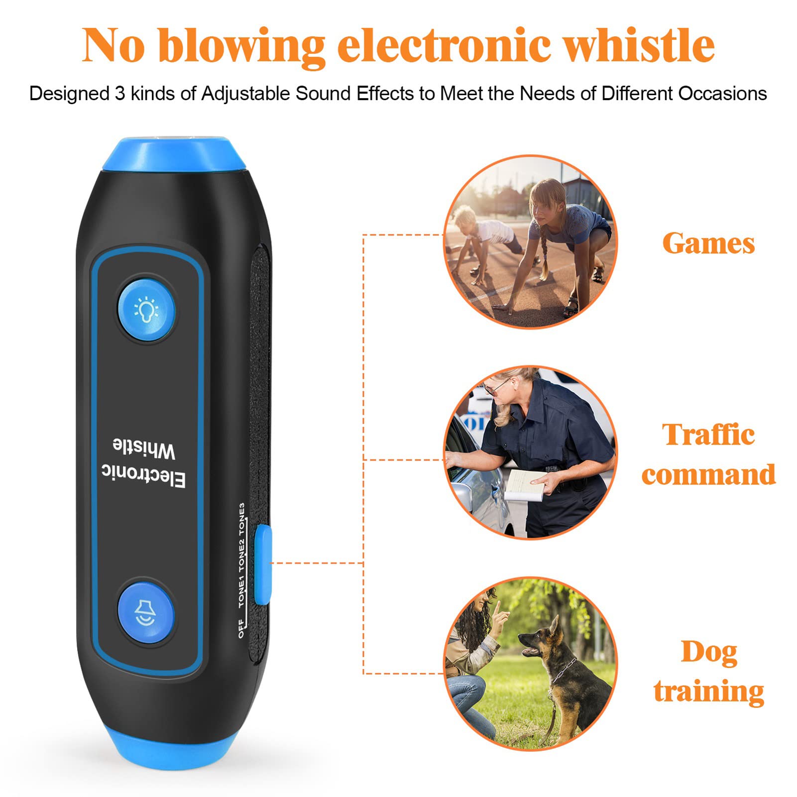Electronic Whistle, with LED Lights, Adjustable 3 and 3 Volume, for Training Sporting Events Pet Training, Outdoor Camping Hikes (Blue) - Image 3