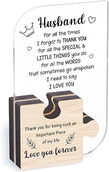 Husband Valentines Day Gifts From Wife, Unique Birthday Presents Ideas For Anniversary, Cool Decoration, Thoughtful Acrylic Trophy 6.7 X 4.1 Inches - B-015