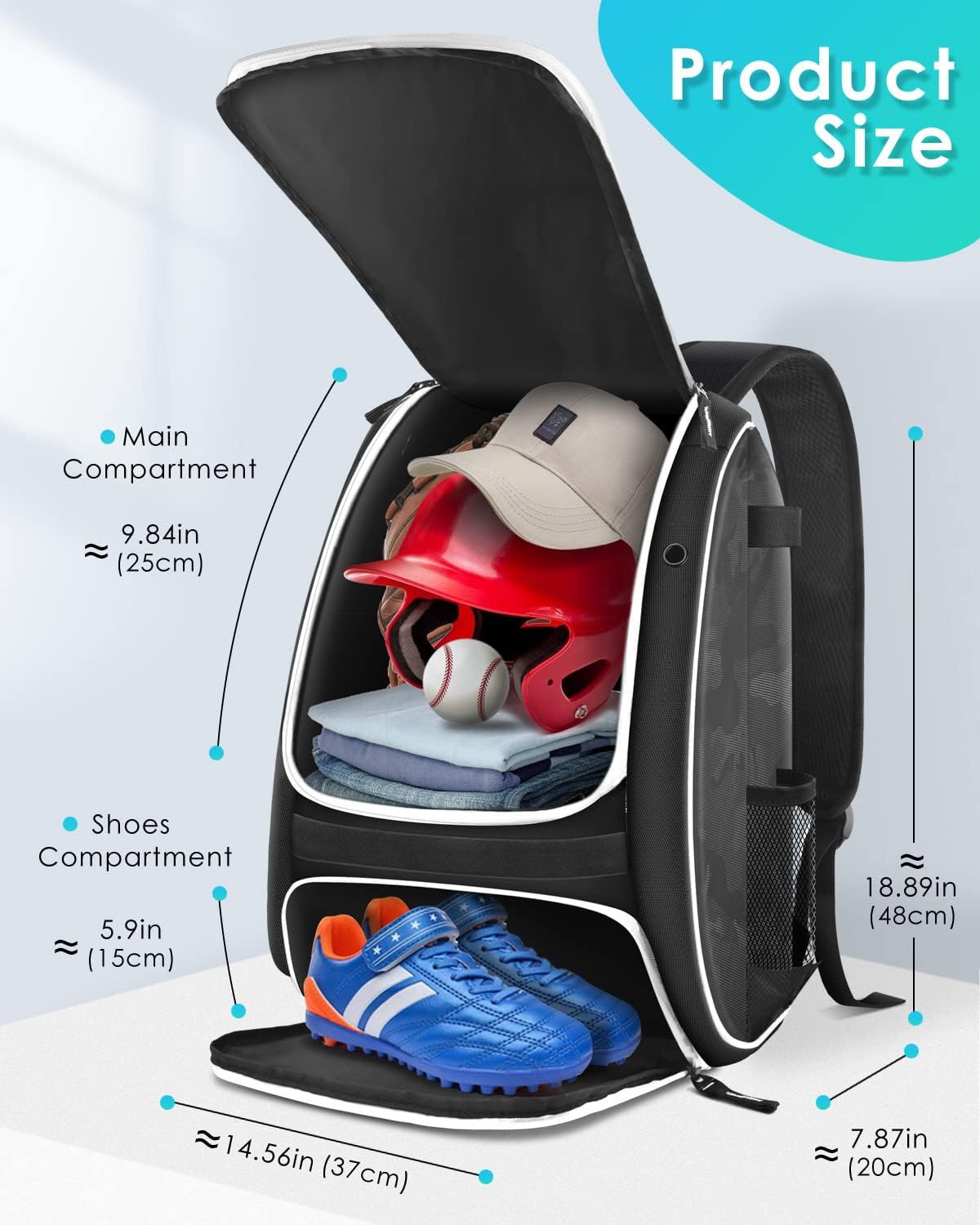 BROTOU Baseball Bag, Softball Bag for Baseball Gear & T-Ball Bat, Youth Baseball Backpack with Shoes Compartment for Girls, Boys, Kids and Adults