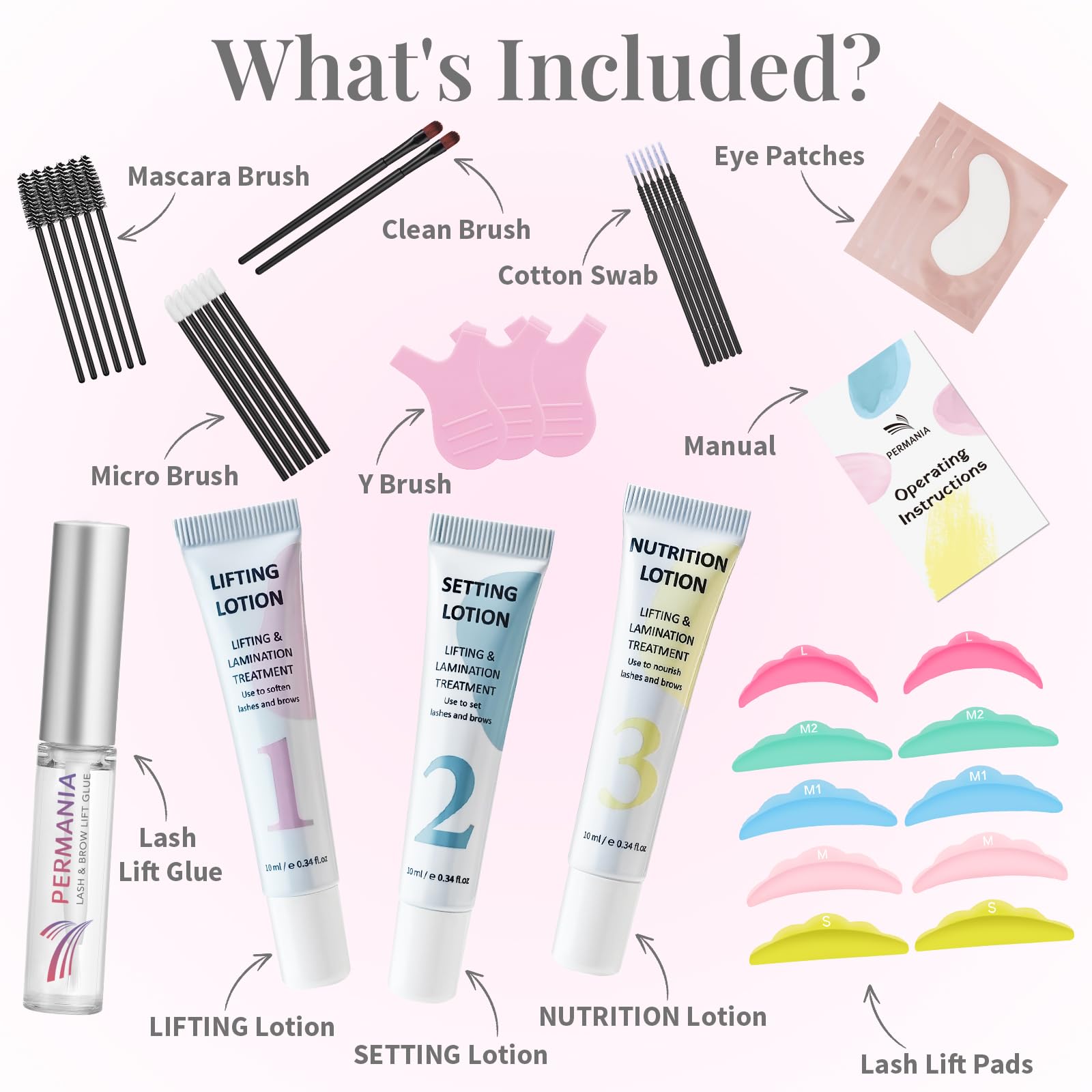 PERMANIA Kit Rehaussement de Cils, Salon Résultats Rehaussement Cils | Kit de Permanente de Cils et Lamination de Sourcils, Formule Douce | Débutants Amical, Durée Jusqu'à 4 Semaines