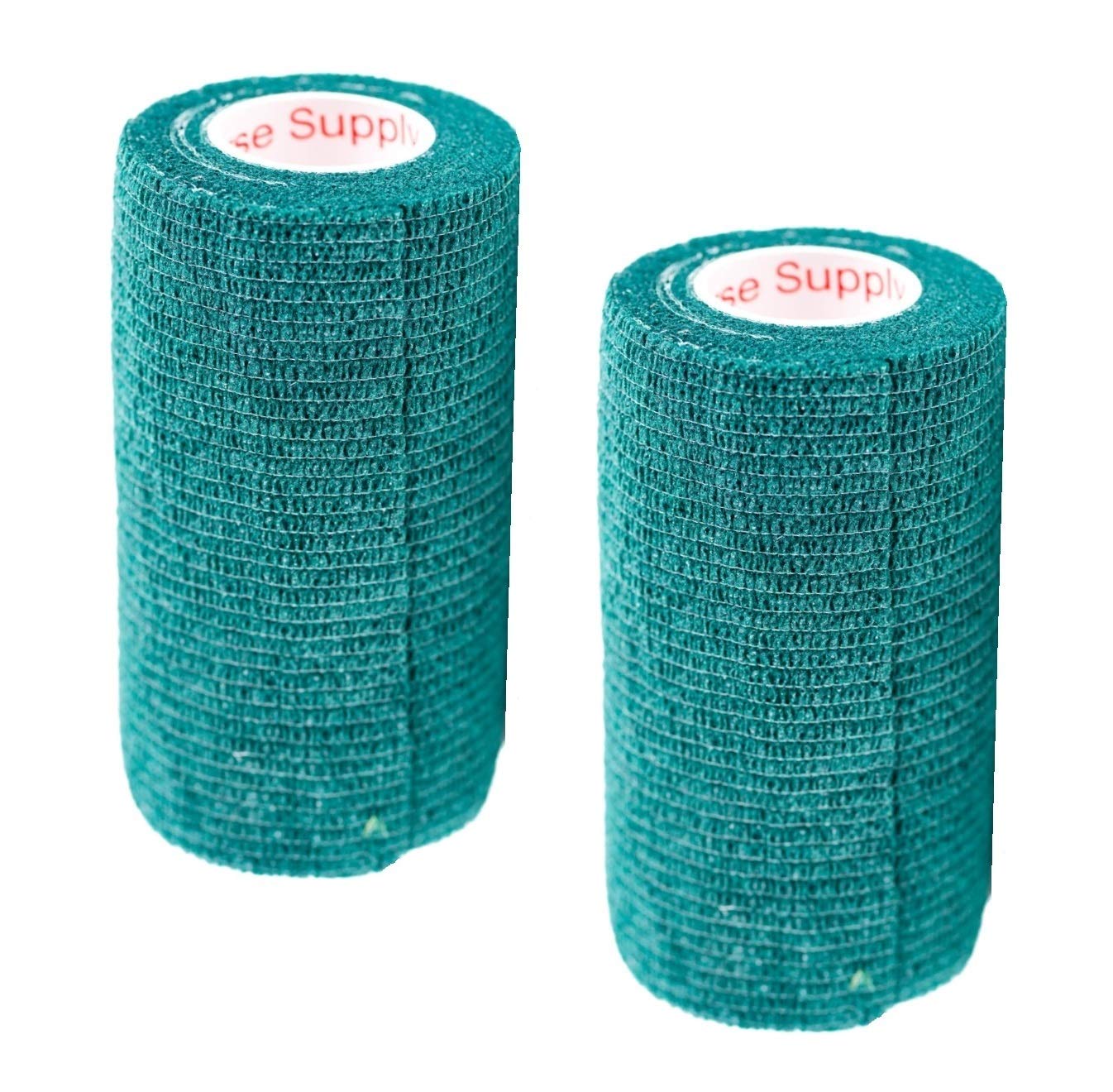 2 Pack Premium Vet Wrap - Self Adhesive Bandage Wrap &amp; Athletic Tape - 4" x 5 Yards Elastic &amp; Self-Sticking Cohesive Bandage for Pets, Sports, Wrists &amp; Ankles - Hunter Green by Prairie Horse Supply