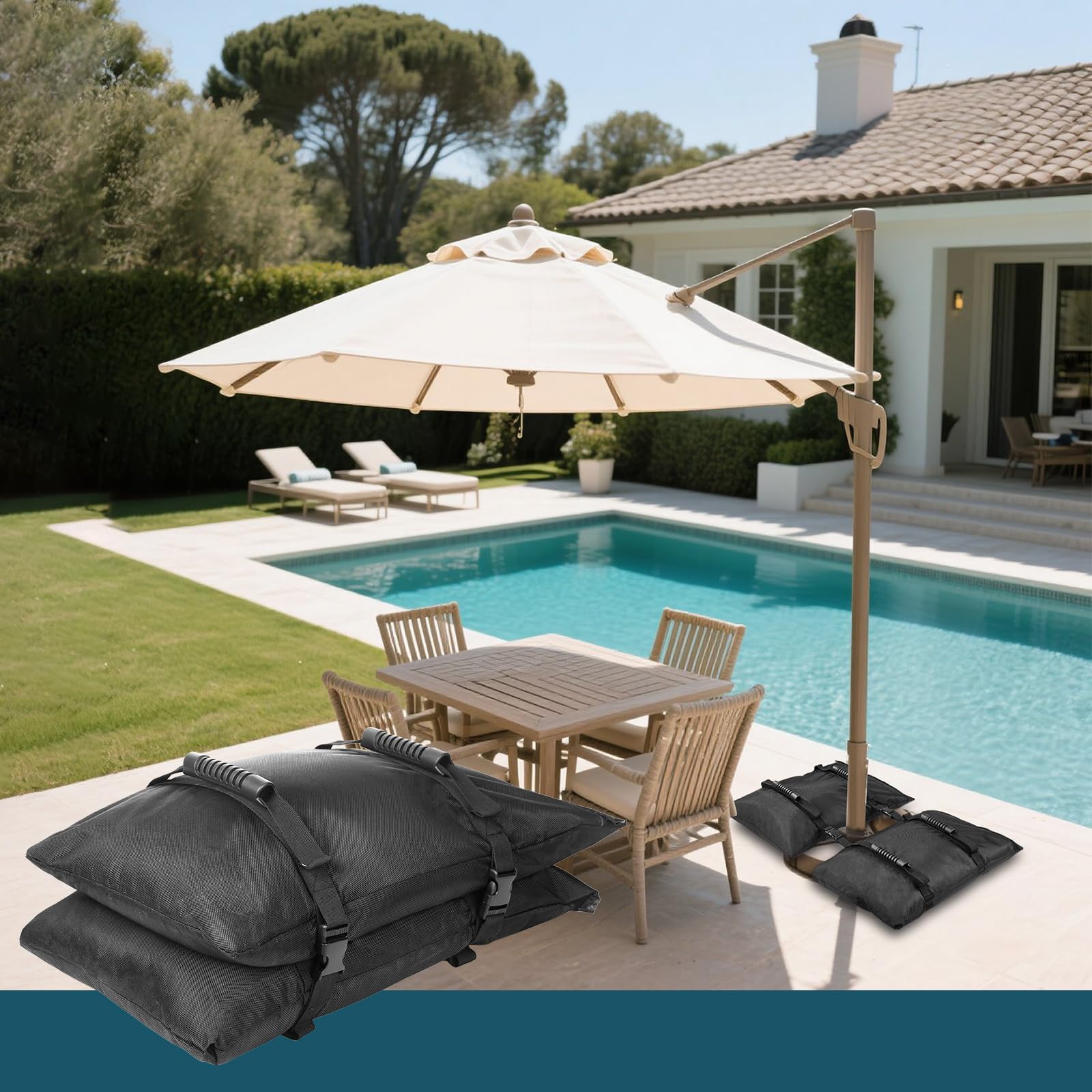 Sandsack-Gewicht für Schirmständer, 2 x 20,4 kg, für den Außenbereich, befüllbare Gewichte, Sandsäcke für freischwingende, versetzte Terrassenschirmständer, Deck, Pool (ohne Sand)