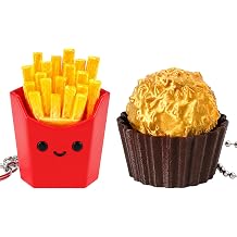 Keyboard Fidget Toy 2PCS Clicker Fidget Set Fries & Chocolate 3D Printed Keyboard Clicker Fidget Keychain Clicky Stress Relief Toy for Adults Anxiety ADHD Desk Toy Fries & Chocolate