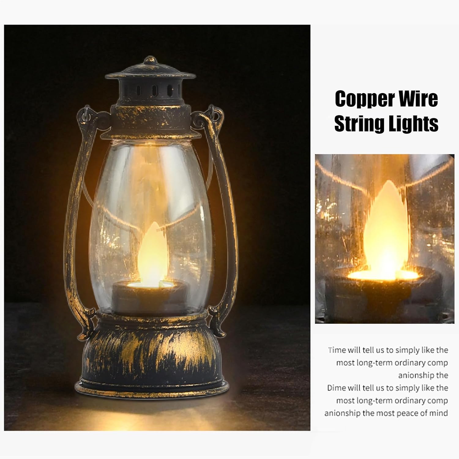 Outdoor Battery Operated Lanterns - Flickering Flame Lantern, LED Vintage LAN Tern Lamp | Halloween Lante rn,Battery Decorative Lant erns for Home Garden Patio Outdoor,2.6 X 5.1 Inches
