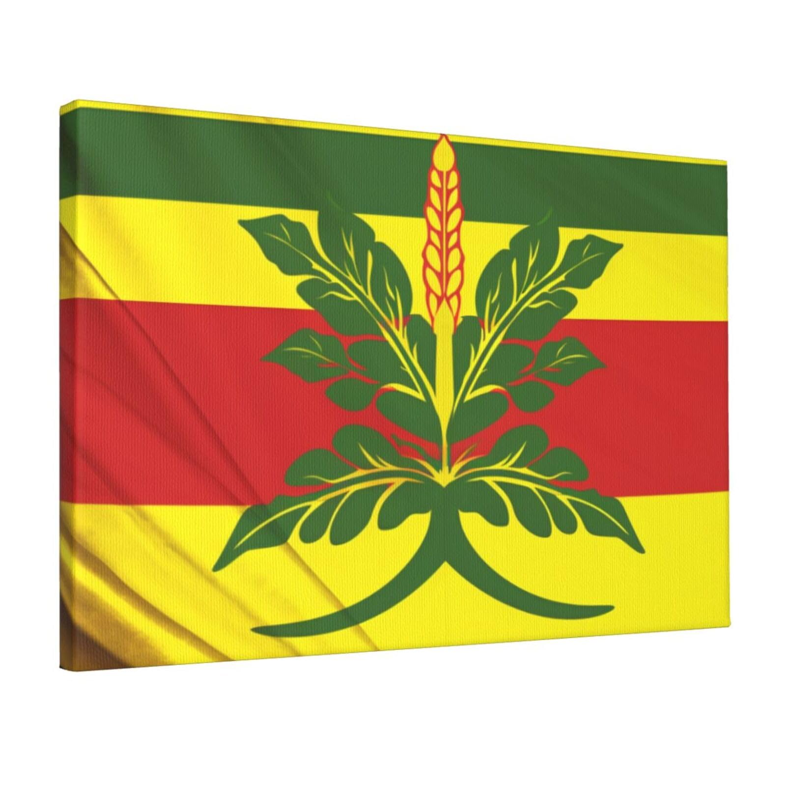 YKLJG Native Hawaiian Flag Printed Wall Art Canvas Prints 45x30 CM Wooden Framed Picture Painting Artwork for Bedroom Kitchen Home Office Decor