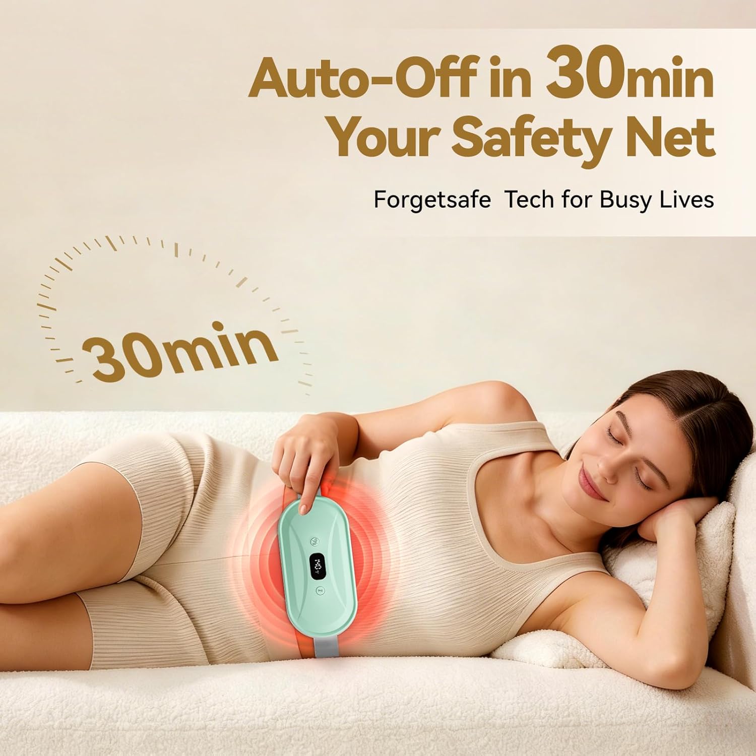 Portable Electric Heating Pad for Period Cramps, Menstrual Heating Pads with 7 Heat Levels and 7 Vibrating Modes for Women Stomach Pain Relief