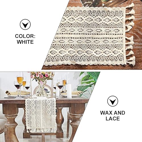 Miniatura 3 de Amosfun Tapete de mesa de macramé estilo occidental bohemio para decoración de mesa de boda (9.4 x 15.7 in), 2 unidades