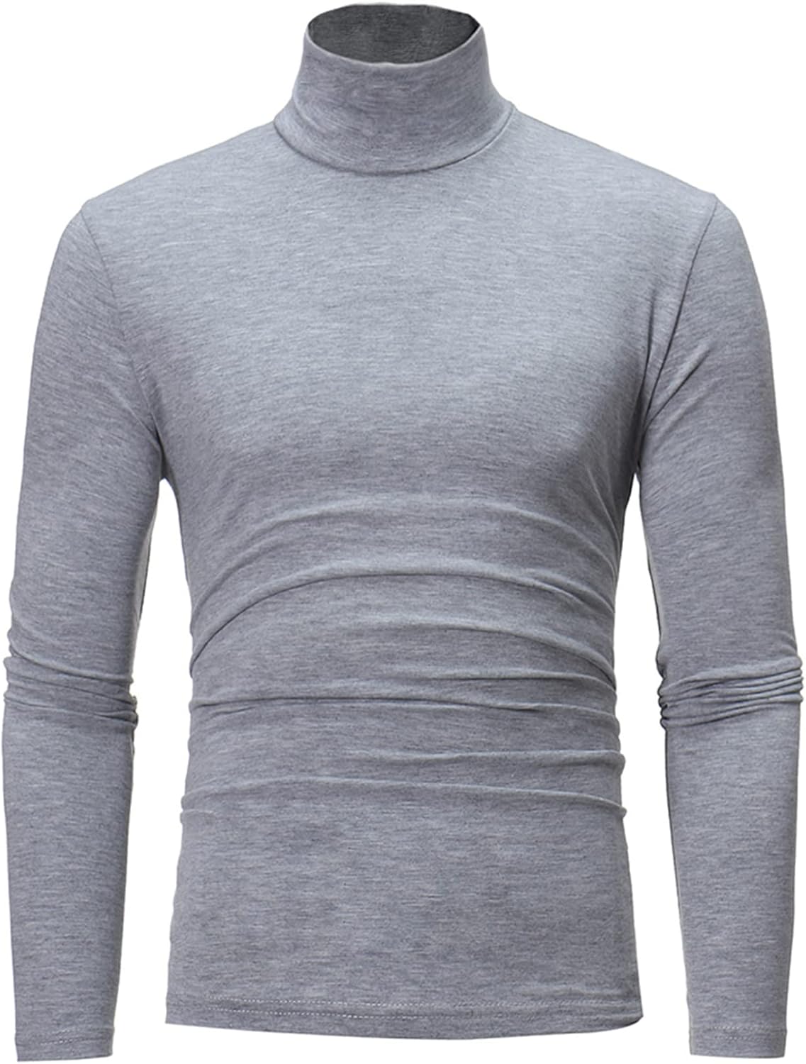 Oyolan Mens Casual High Neck Long Sleeve T-Shirt Solid Color Slim Fit Pullover Thermo Undershirt