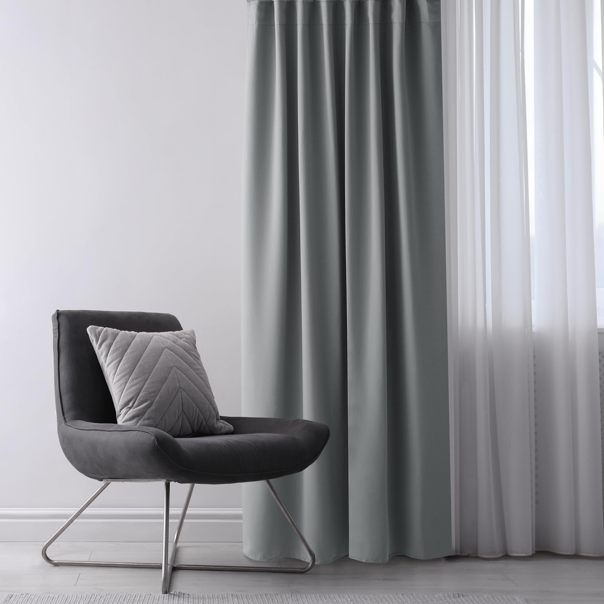 AmeliaHome Zasłona 140x270 cm szara zaciemniająca na taśmie Blackout