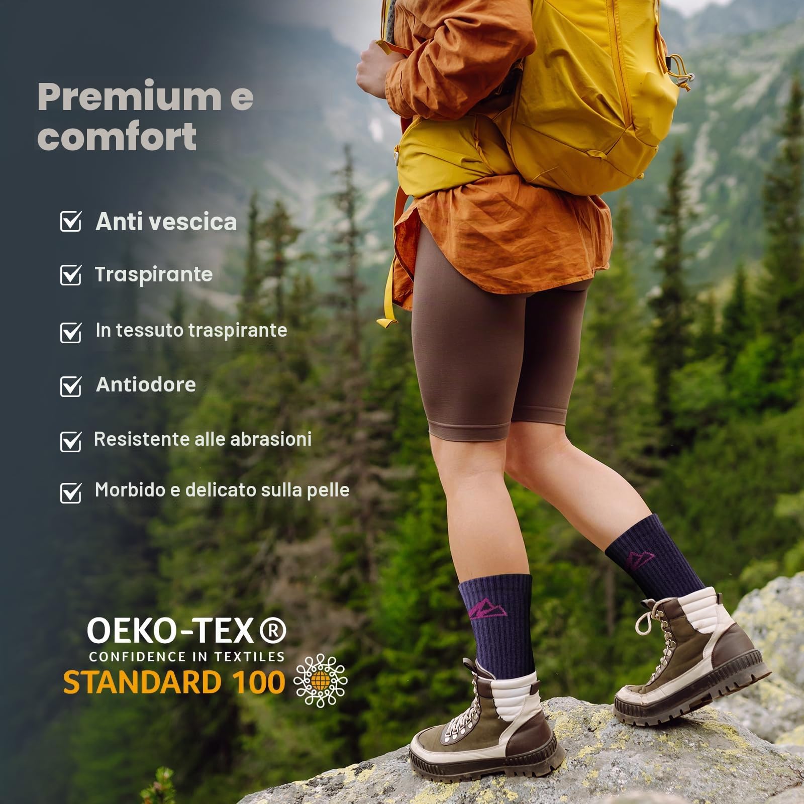 Calzini Trekking Donna 39-42 35-38, 3 Paia Calzini Sportivi in Cotone Anti-Vesciche Anti-Sudore Traspiranti, Calze Spugna per Running, Tennis e Trekking
