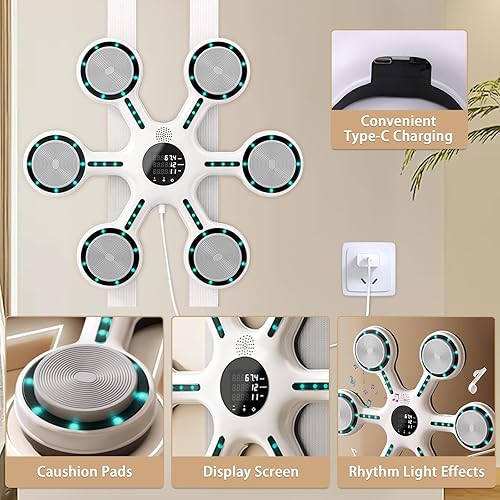 Miniatura 2 de Máquina de Boxeo con Música Mostop con Bluetooth, Entrenador de Boxeo de 9 Modos Montado en Pared con Pantalla LED, Guantes, Máquina de Boxeo