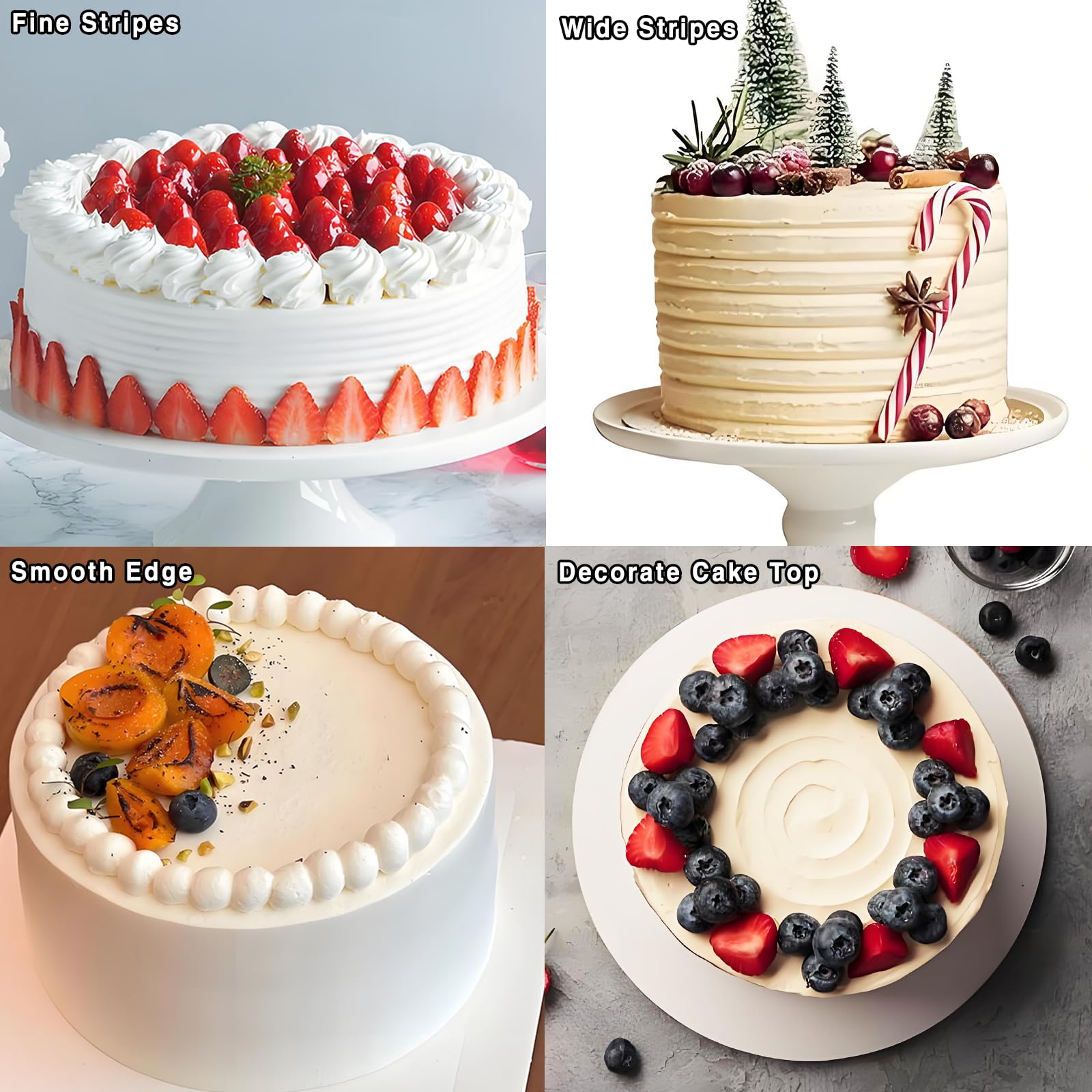 Juego de 4 rascadores acrílicos para decoración de tartas, suministros grandes y transparentes para glaseado, perfecto para glaseado de crema de mantequilla con 7 formas diferentes, duradero