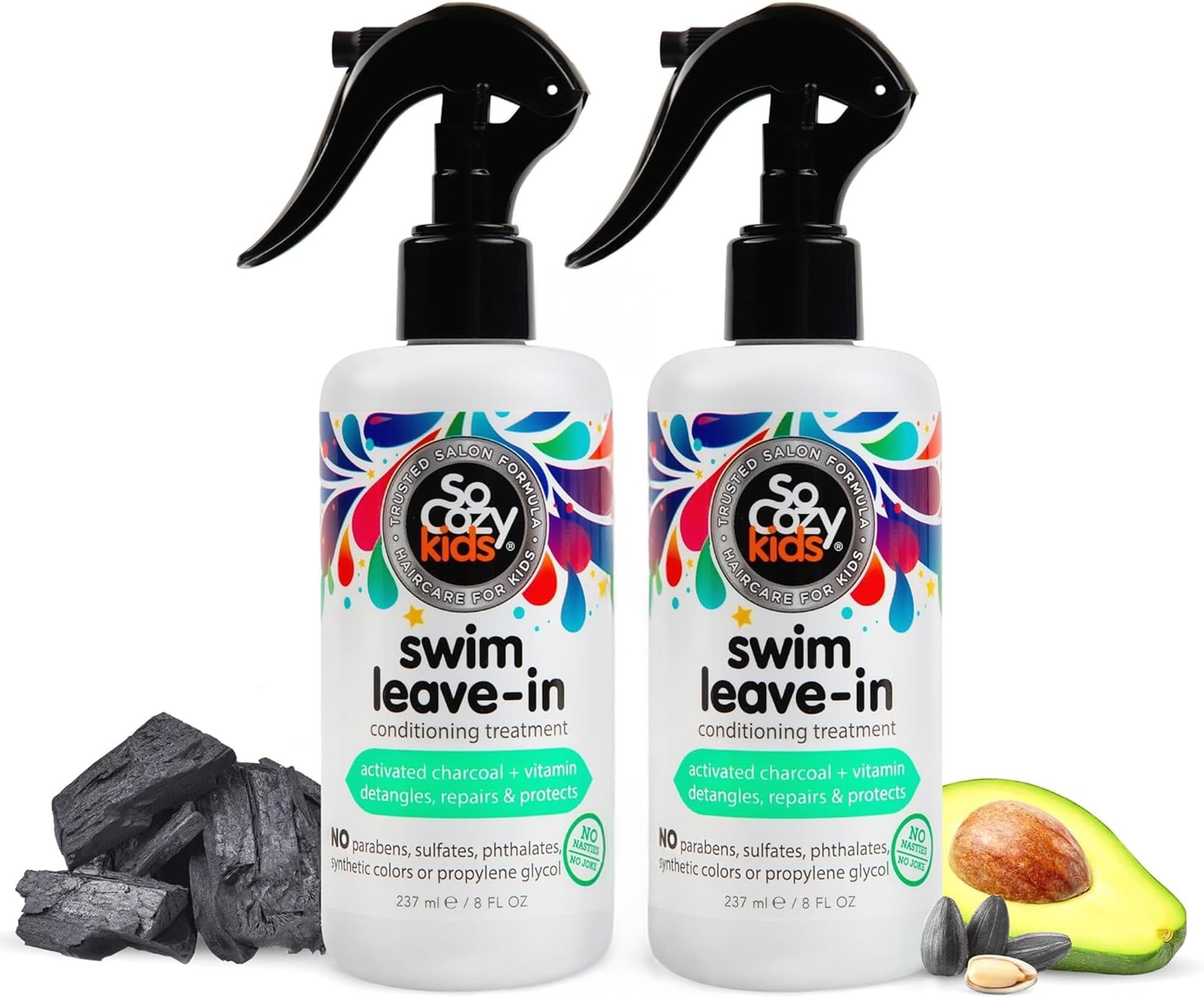 SO COZY Swim Spray Leave-in Treatment & Conditioner for Kids Hair Protects and Repairs Pool/sun/salt Damage 8 Fl Ounce No Parabens, Sulfates, Synthetic Colors or Dyes, (Pack Of 2)