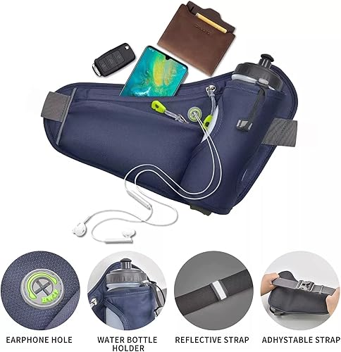 Miniatura 4 de Riñonera con soporte para botella de agua, cinturón de hidratación para correr para hombres y mujeres, correa ajustable, adecuada para senderismo,