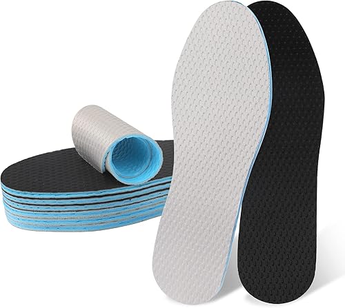 6 pares de plantillas finas para zapatos, plantillas de zapatos descalzos, plantillas de espuma viscoelástica de látex de tres capas, cortables y