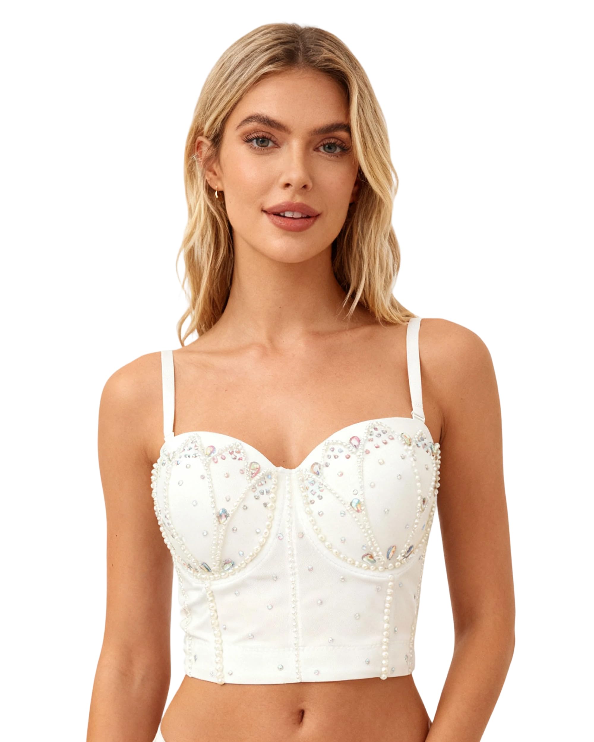 ROYAL SMEELA Top Corsé Corto Blanco para Mujeres Bustier Corse Tirantes Mujer Corsés y Bustiers Adulto