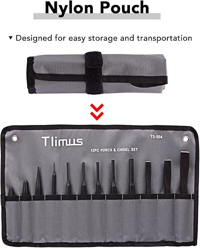 Miniatura 4 de Juego de 12 piezas de punzón y cincel, incluyendo punzón cónico, cinceles fríos, punzón de alfiler, punzón central